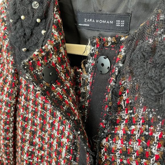 Embellished Tweed and Lace Zara Jacket with skirt matching set - Picture 4 of 4